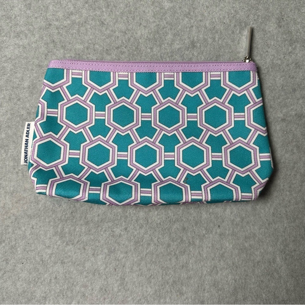 Jonathan Adler Clinique Geometric Makeup Bag Teal‎ Purple Hexagon Pouch